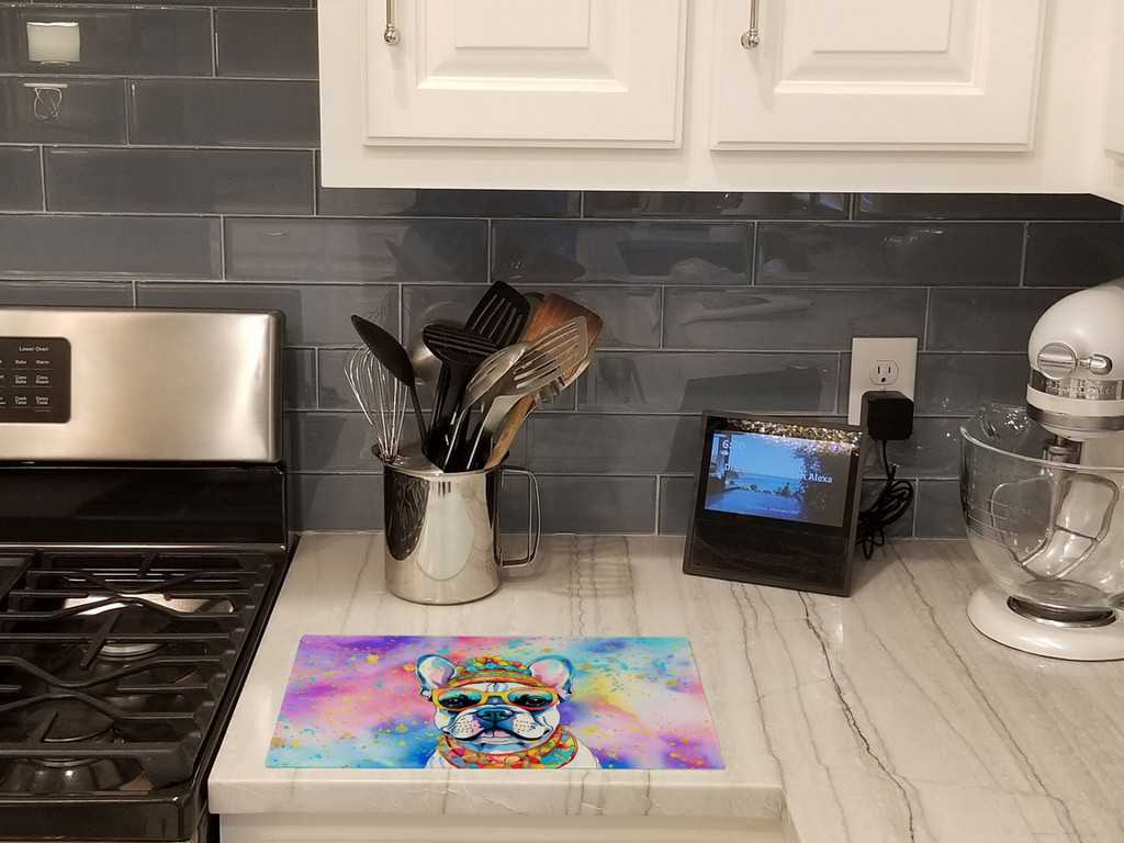 Glamorous Pups : French Bulldog Hippie Dawg Glass Cutting Board
