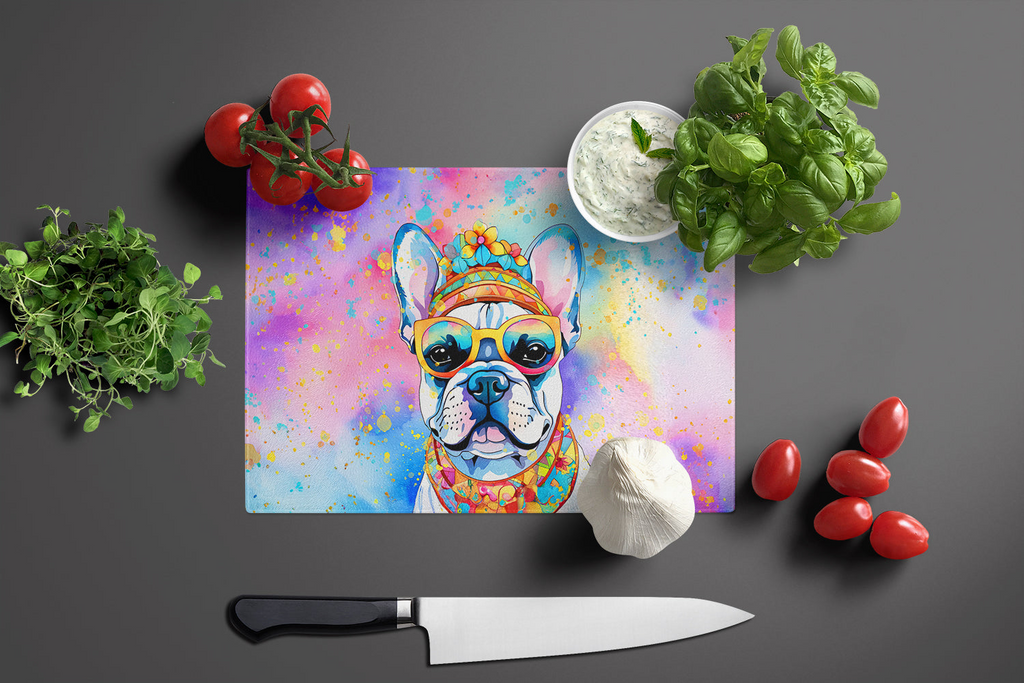 Glamorous Pups : French Bulldog Hippie Dawg Glass Cutting Board