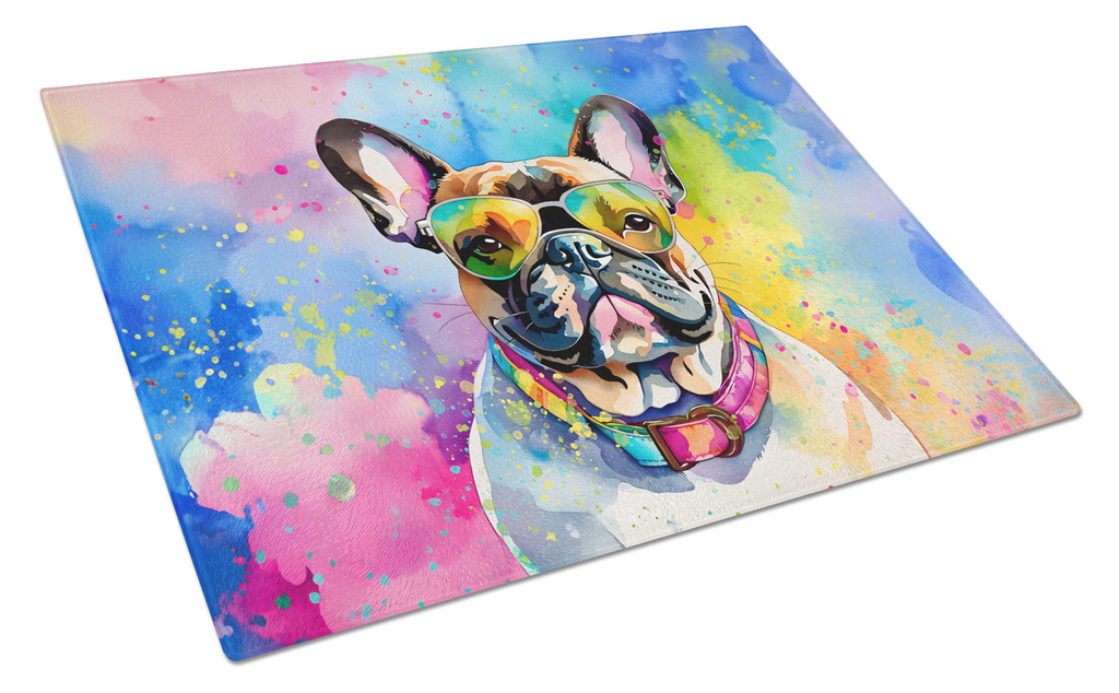 Glamorous Pups : French Bulldog Hippie Dawg Glass Cutting Board