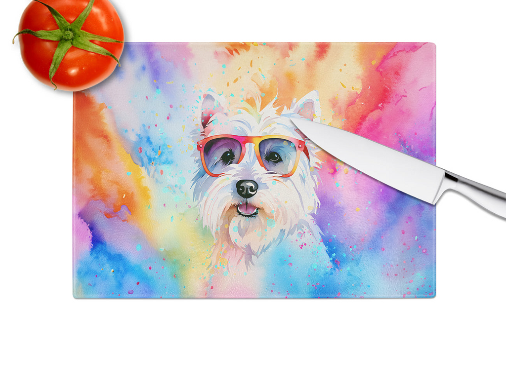 Glamorous Pups : Westie Hippie Dawg Glass Cutting Board