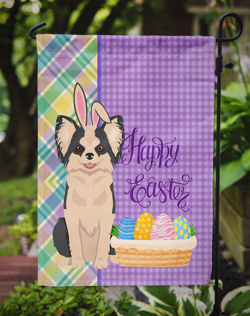 Glamorous Pups : Longhaired Black and White #2 Chihuahua Easter Garden Flag