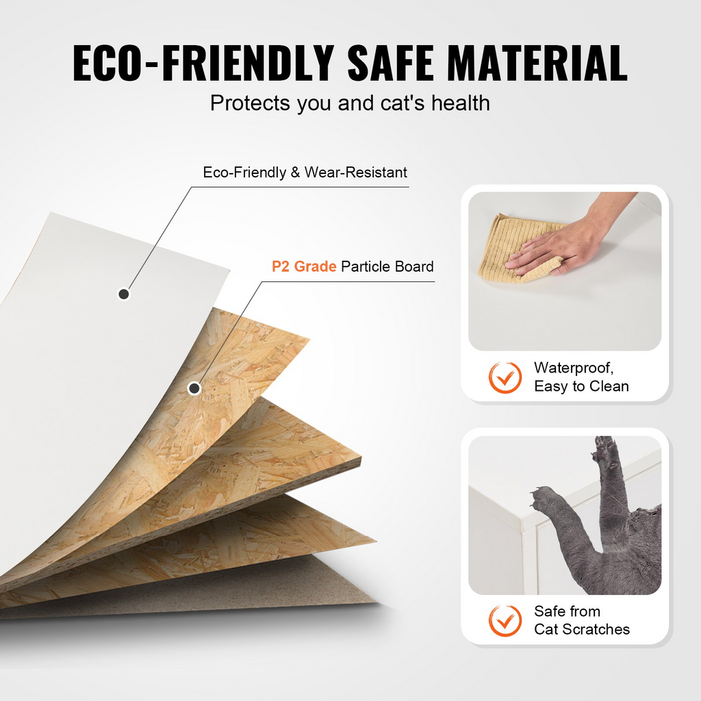 Glamorous Pups : VEVOR Cat Litter Box Enclosure – 57.9" Wooden Hidden Litter Box Furniture with Double Compartments | Modern Cat Washroom Cabinet & Pet House End Table (White)