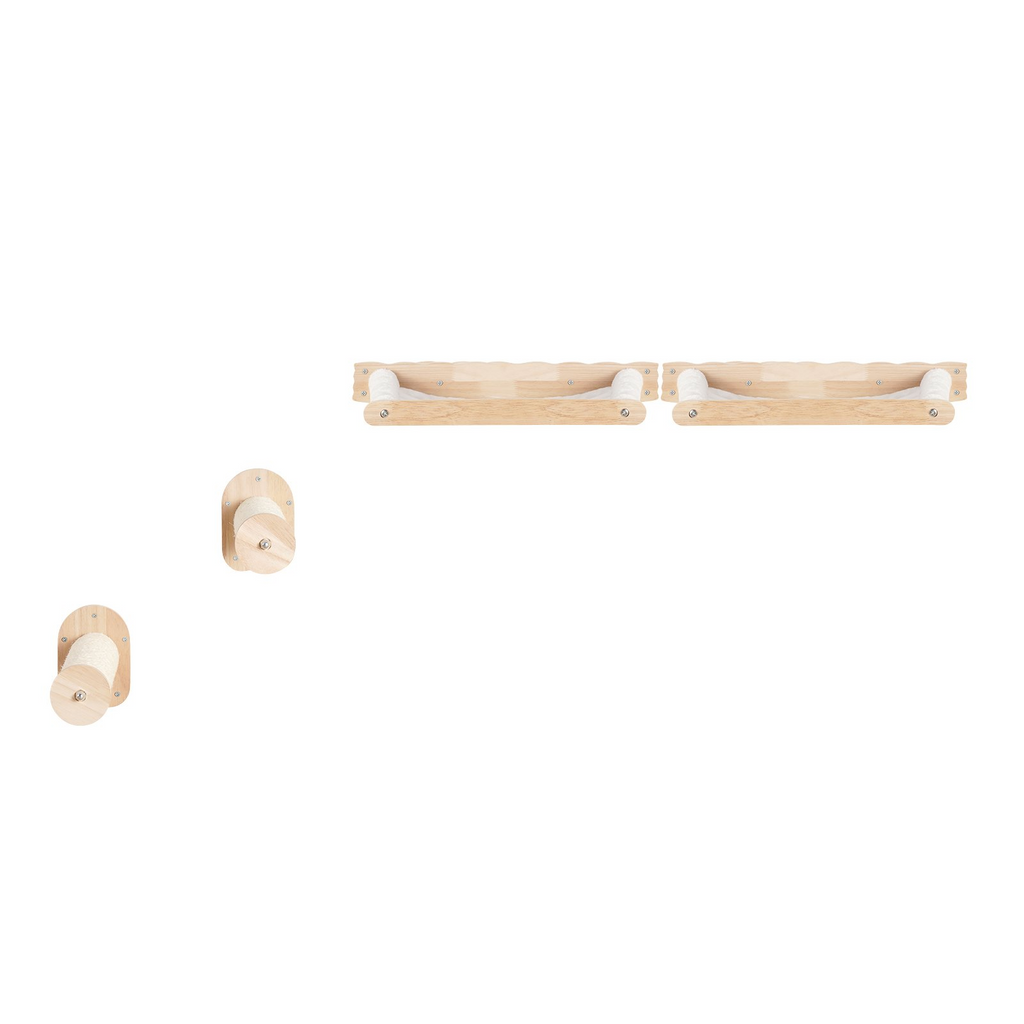 Glamorous Pups : VEVOR Wall Mounted Cat Shelves – 4-Piece Set with 2 Jumping Posts & 2 Hammocks | Natural Oak Wall Furniture for Cats up to 40 lbs, Space-Saving Cat Climbing System