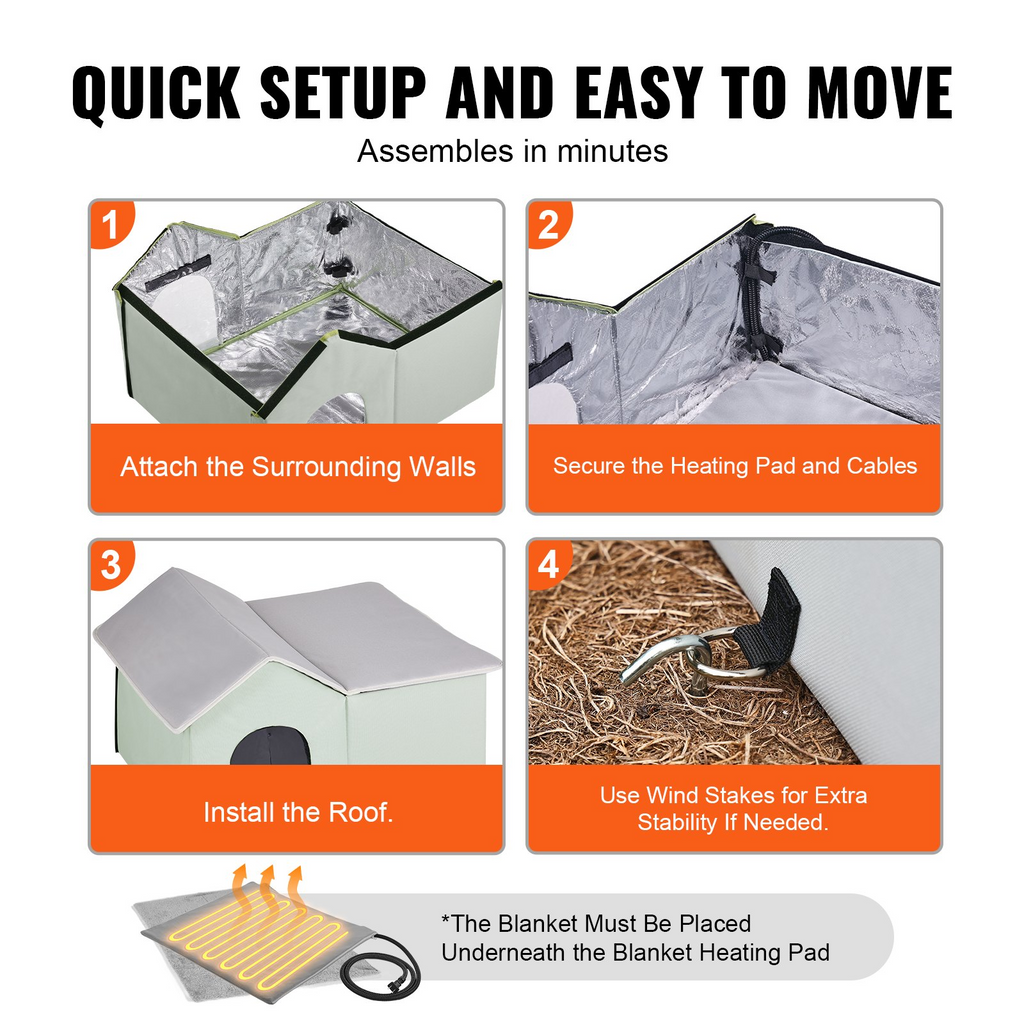 Glamorous Pups : VEVOR Heated Cat House – Large Outdoor Foldable 600D Oxford Cloth Kitty Shelter with Adjustable Temperature & Timer | Waterproof Heated Pad Winter Cat Bed (Green)