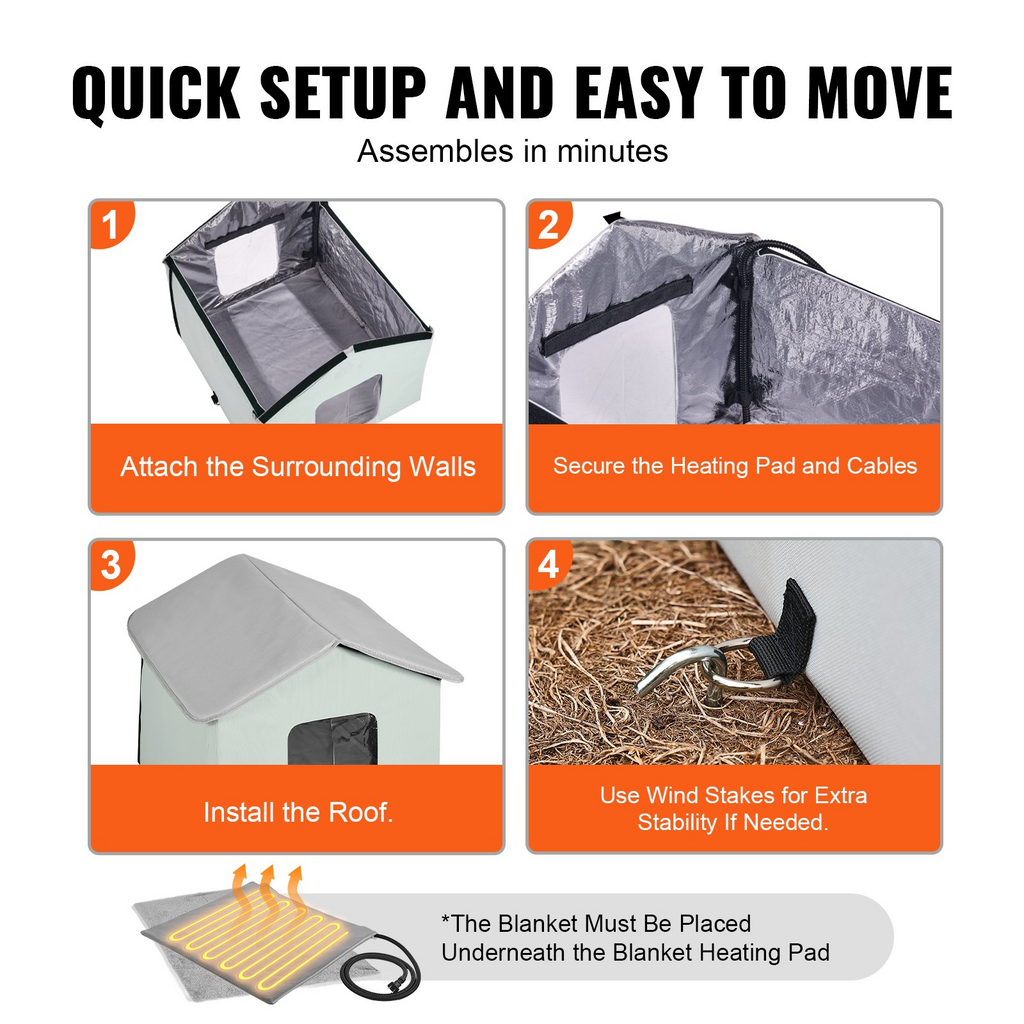 Glamorous Pups : VEVOR Heated Cat House – Medium Outdoor Foldable 600D Oxford Cloth Kitty Shelter with Adjustable Temperature & Timer | Waterproof Heated Pad Winter Cat Bed (Green)