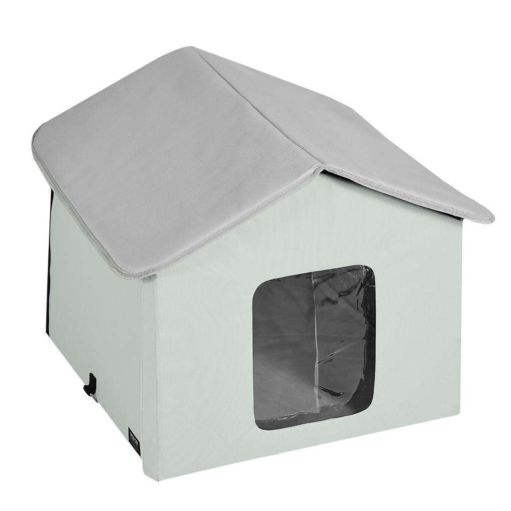 Glamorous Pups : VEVOR Heated Cat House – Medium Outdoor Foldable 600D Oxford Cloth Kitty Shelter with Adjustable Temperature & Timer | Waterproof Heated Pad Winter Cat Bed (Green)