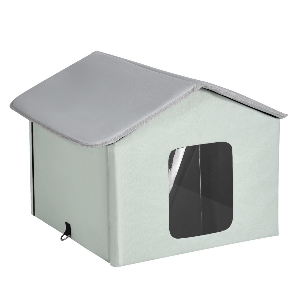 Glamorous Pups : VEVOR Heated Cat House – Medium Outdoor Foldable 600D Oxford Cloth Kitty Shelter with Adjustable Temperature & Timer | Waterproof Heated Pad Winter Cat Bed (Green)