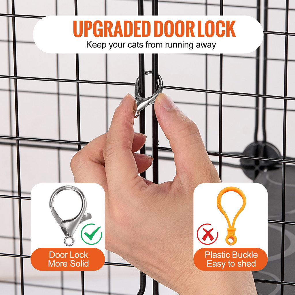 Glamorous Pups : VEVOR Large 3-Tier Cat Cage – 28" x 28" x 41" DIY Detachable Metal Wire Enclosure with Hammock & 2 Ramp Ladders | Indoor & Outdoor Cat Playpen, Spacious & Durable Design (Black)