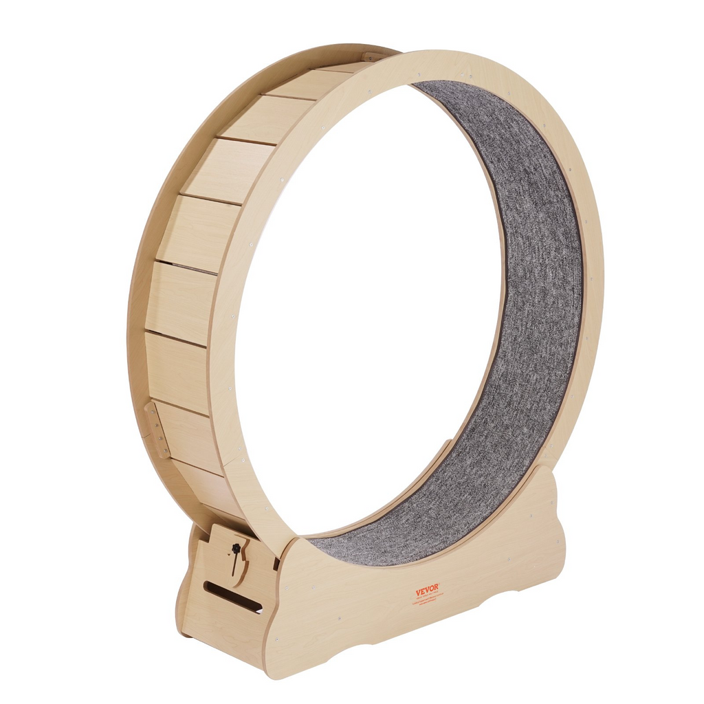 Glamorous Pups : VEVOR 52” Wooden Cat Exercise Wheel | XXL Indoor Cat Running Treadmill with Detachable Carpet & Teaser Toy – Quiet, Durable Fitness Wheel for Large Cats