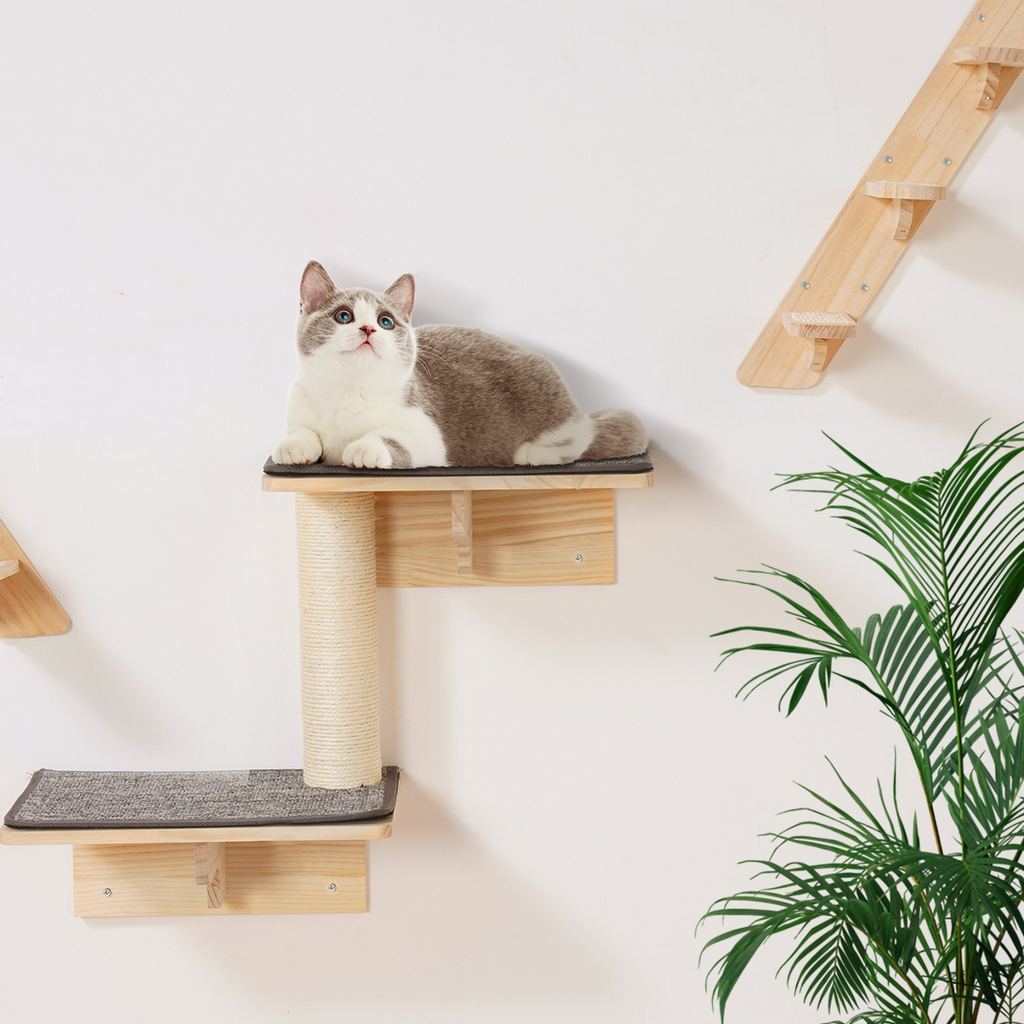Glamorous Pups : VEVOR 7-Piece Wall Mounted Cat Shelves Set | Cat Wall Furniture with Beds, Hammocks, Jump Boards & Cat Tree – Space-Saving Activity Center up to 40 lbs