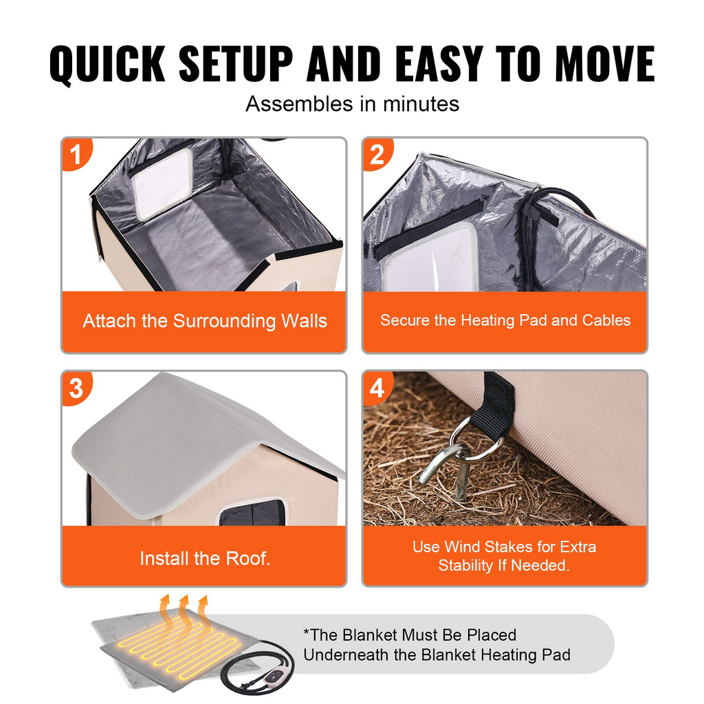 Glamorous Pups : VEVOR Elevated Heated Cat House – Medium Outdoor Kitty Shelter with Adjustable Thermostat & Timer | 600D Oxford Cloth Foldable Cat Shelter with Heated Pad (Coffee Brown)