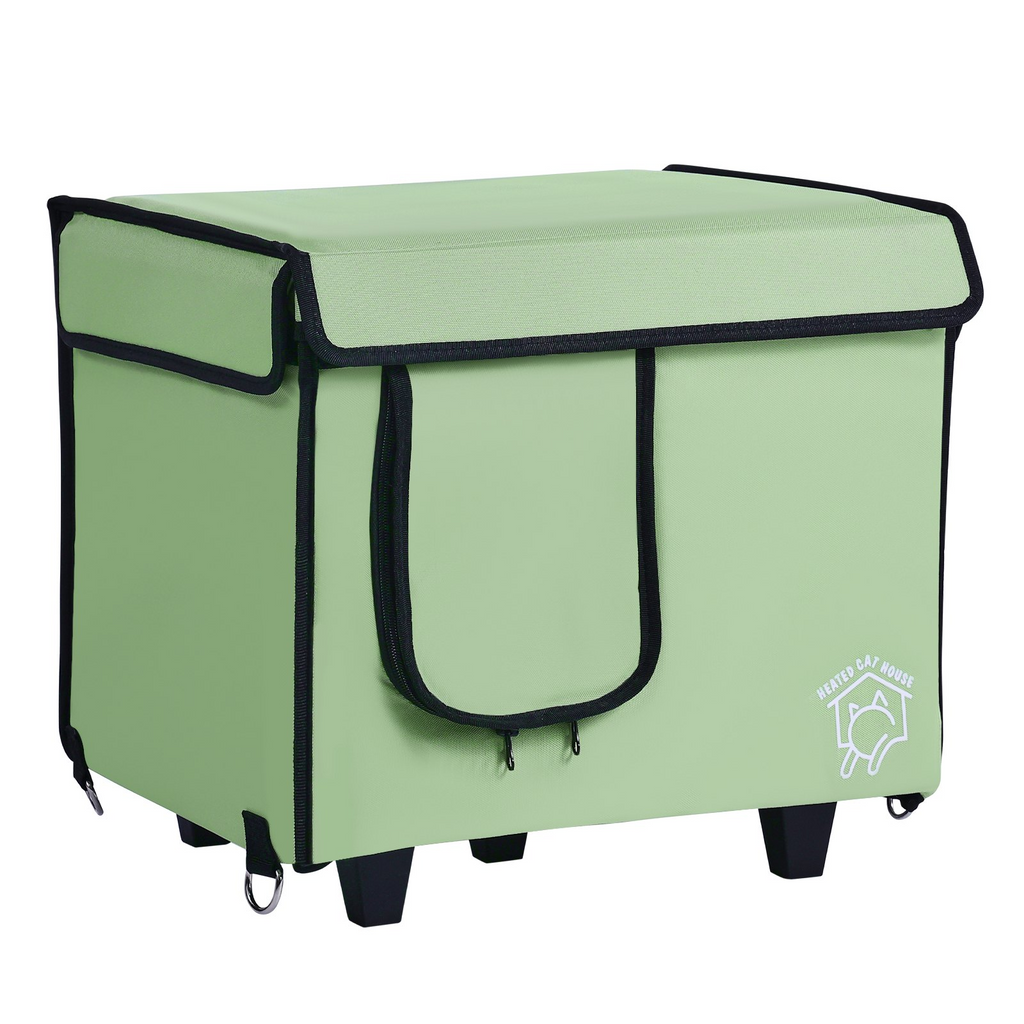 Glamorous Pups : VEVOR Elevated Heated Cat House – Small Foldable 900D Oxford Cloth Kitty Shelter with Adjustable Temperature & Timer | Warm Winter Cat Bed for Indoor & Outdoor Use (Green)