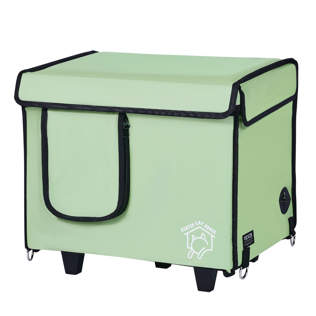 Glamorous Pups : VEVOR Elevated Heated Cat House – Small Foldable 900D Oxford Cloth Kitty Shelter with Adjustable Temperature & Timer | Warm Winter Cat Bed for Indoor & Outdoor Use (Green)