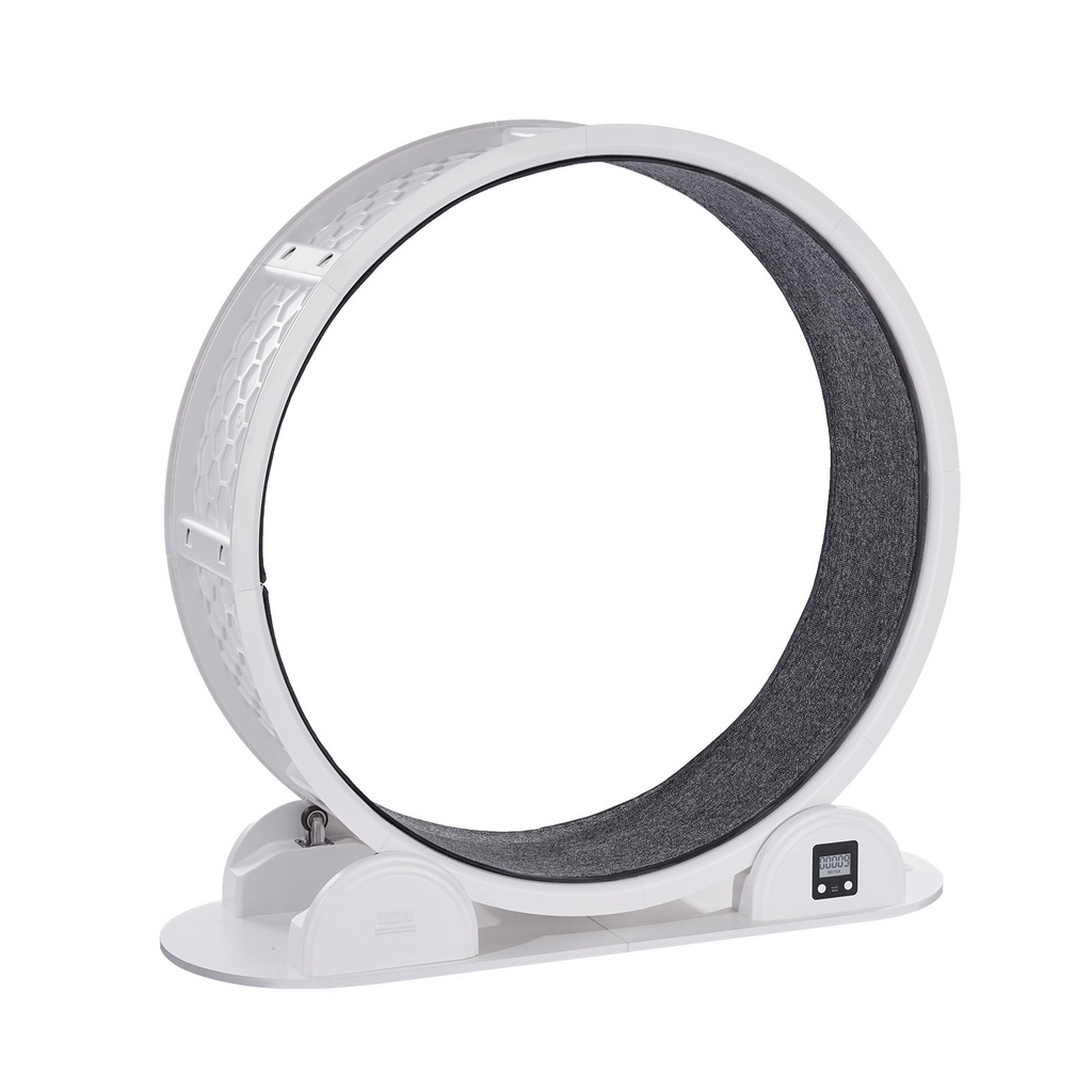Glamorous Pups : VEVOR 40.8” Cat Exercise Wheel with Pedometer | Quiet Indoor Cat Treadmill with Brake & Carpeted Runway – White Fitness Wheel for Cats Under 30 lbs