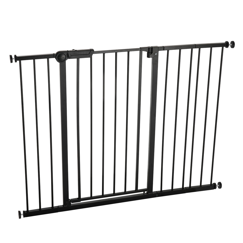 Black metal gate on a white background