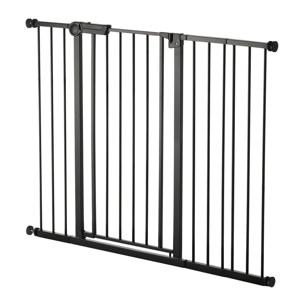 Black metal gate on a white background