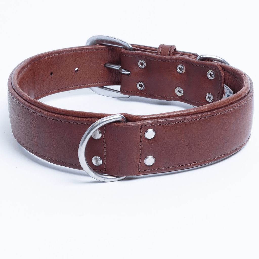 Glamorous Pups : Dallas Premium Leather Dog Collar – Elite Handcrafted Argentinean Leather in Brown, Pink & Purple