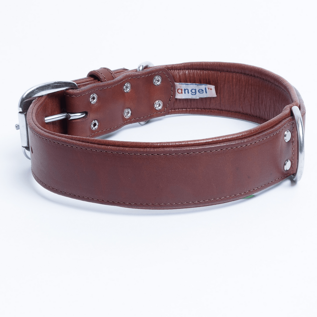 Glamorous Pups : Dallas Premium Leather Dog Collar – Elite Handcrafted Argentinean Leather in Brown, Pink & Purple