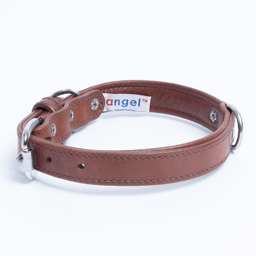 Glamorous Pups : Dallas Premium Leather Dog Collar – Elite Handcrafted Argentinean Leather in Brown, Pink & Purple