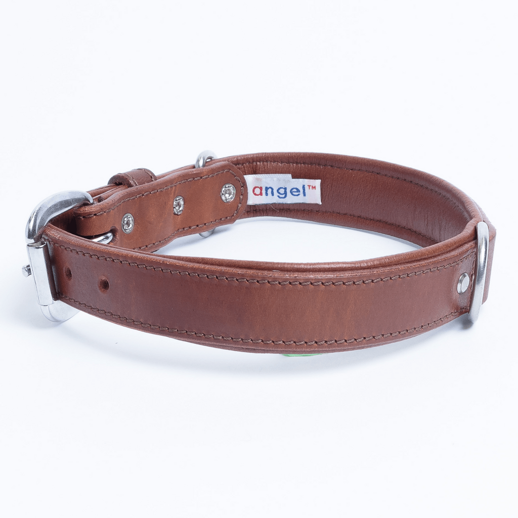 Glamorous Pups : Dallas Premium Leather Dog Collar – Elite Handcrafted Argentinean Leather in Brown, Pink & Purple