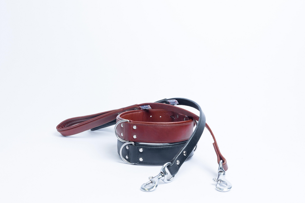 Glamorous Pups : Dallas Premium Leather Dog Collar – Elite Handcrafted Argentinean Leather in Brown, Pink & Purple