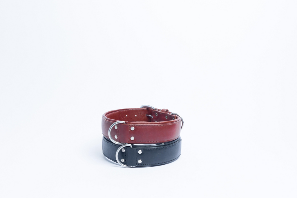 Glamorous Pups : Dallas Premium Leather Dog Collar – Elite Handcrafted Argentinean Leather in Brown, Pink & Purple