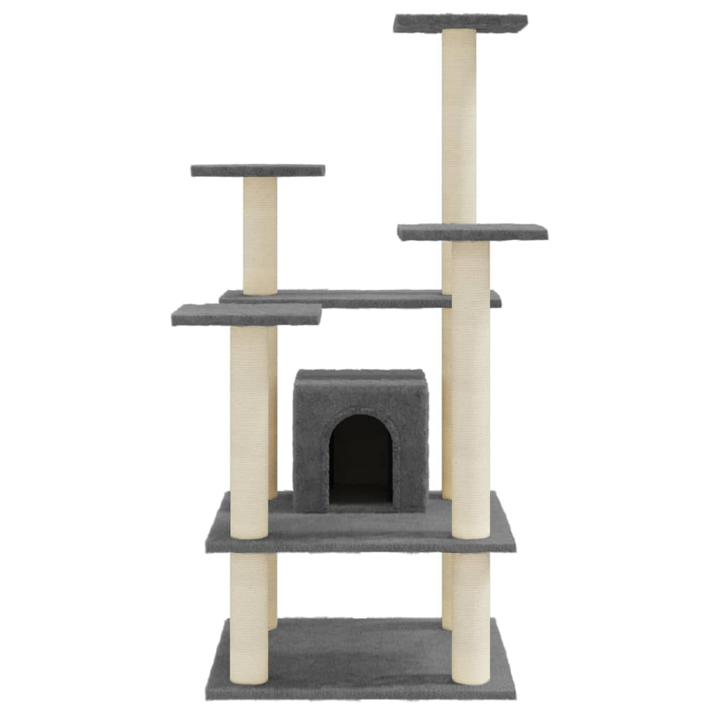 Glamorous Pups : vidaXL Cat Tree Dark Grey Engineered wood, plush, sisal Large Stackable