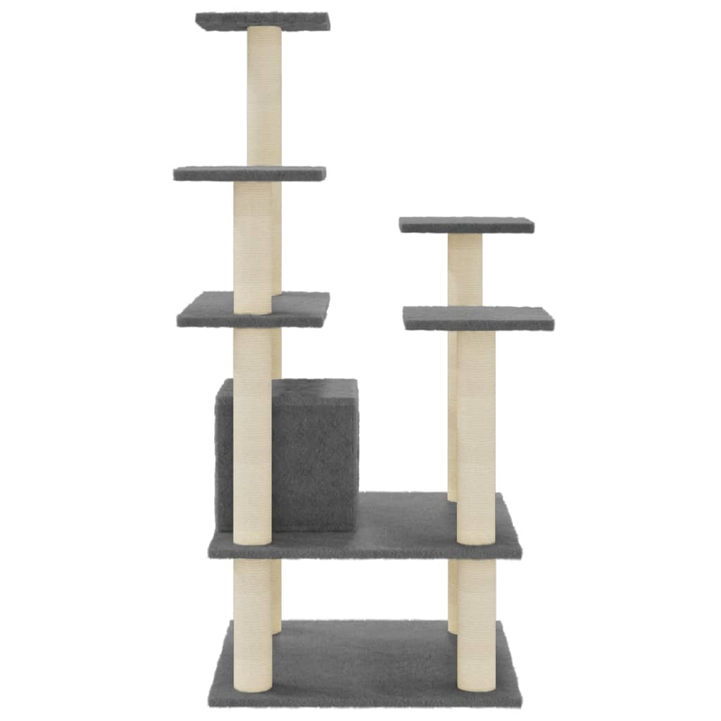 Glamorous Pups : vidaXL Cat Tree Dark Grey Engineered wood, plush, sisal Large Stackable