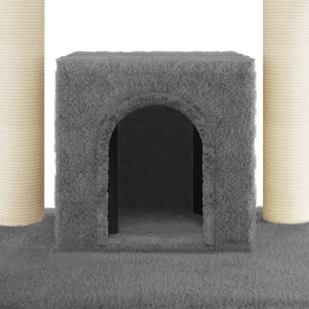 Glamorous Pups : vidaXL Cat Tree Dark Grey Engineered wood, plush, sisal Large Stackable