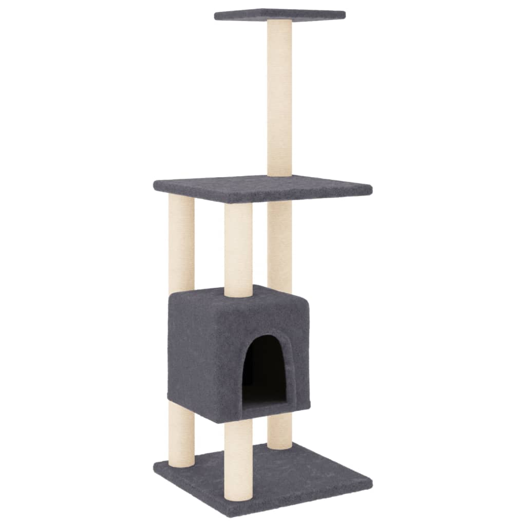 Glamorous Pups : vidaXL Cat Tree Dark grey Engineered wood, plush, sisal 40.9 in Cat Tree