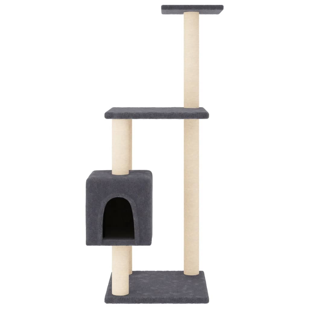 Glamorous Pups : vidaXL Cat Tree Dark grey Engineered wood, plush, sisal 40.9 in Cat Tree