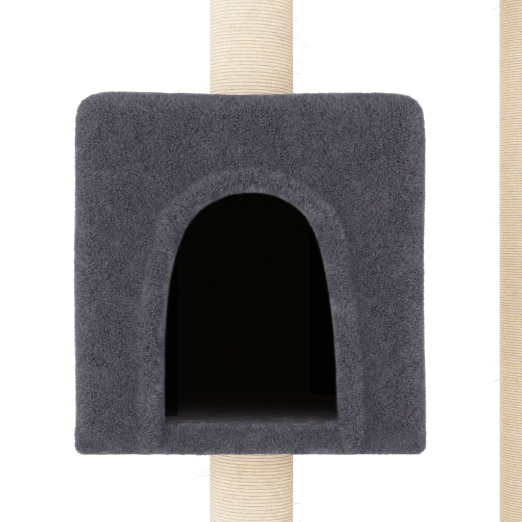 Glamorous Pups : vidaXL Cat Tree Dark grey Engineered wood, plush, sisal 40.9 in Cat Tree
