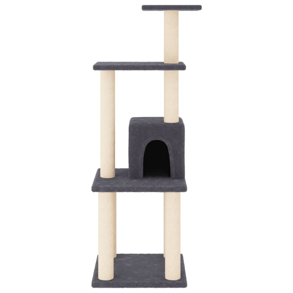 Glamorous Pups : vidaXL Cat Tree Dark grey Engineered wood, Plush, Sisal Medium
