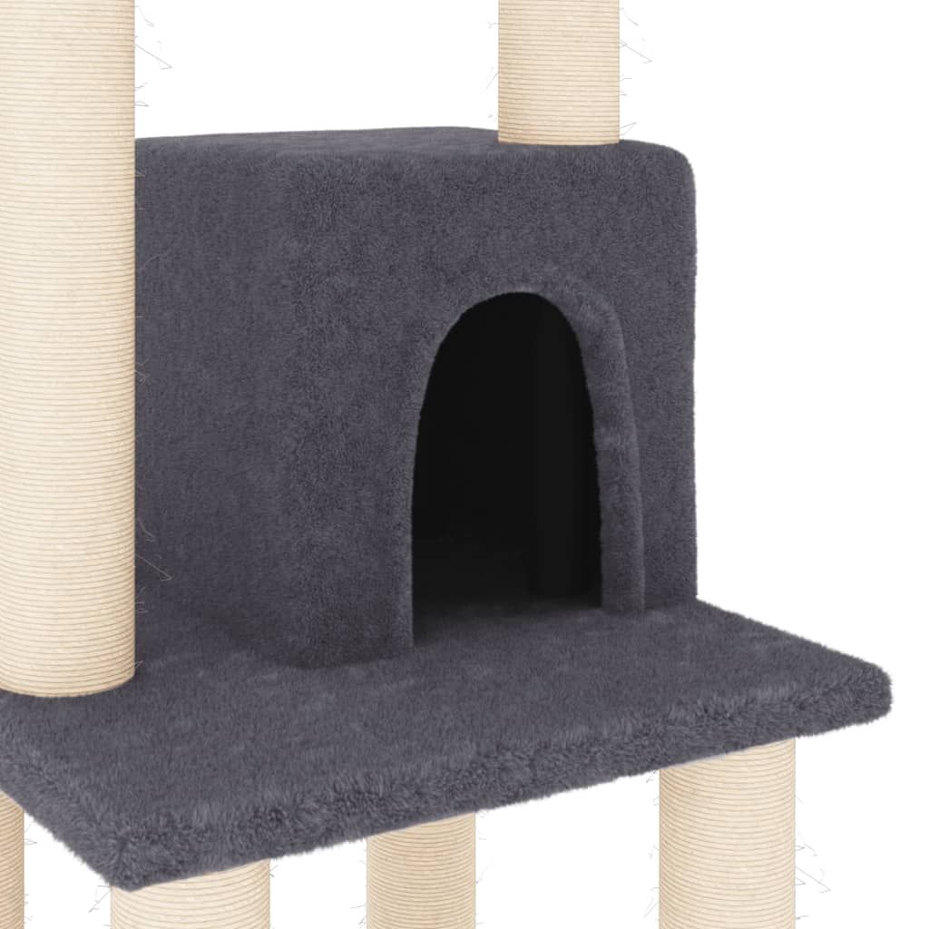 Glamorous Pups : vidaXL Cat Tree Dark grey Engineered wood, Plush, Sisal Medium
