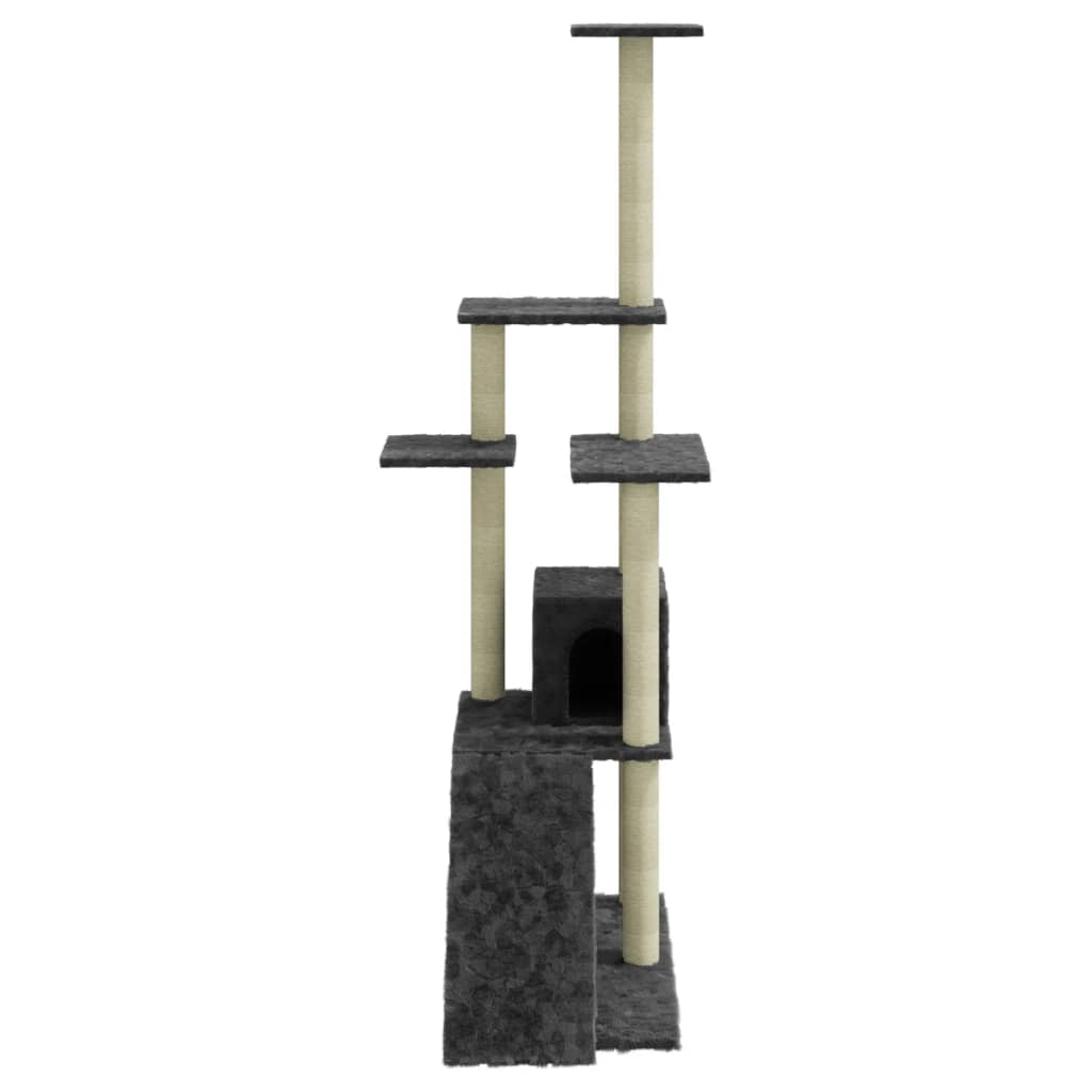 Glamorous Pups : vidaXL Cat Tree Dark grey Engineered wood, plush, sisal 61.0 in tall