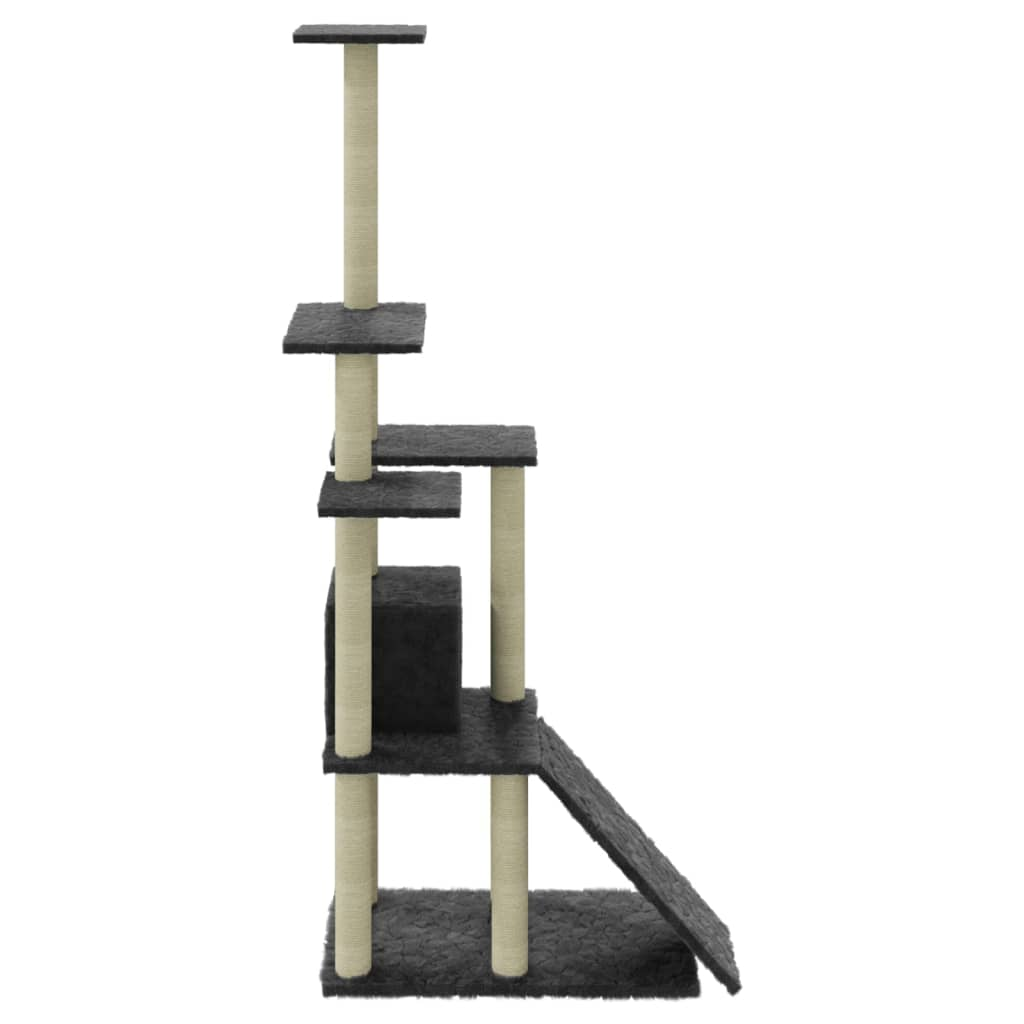 Glamorous Pups : vidaXL Cat Tree Dark grey Engineered wood, plush, sisal 61.0 in tall