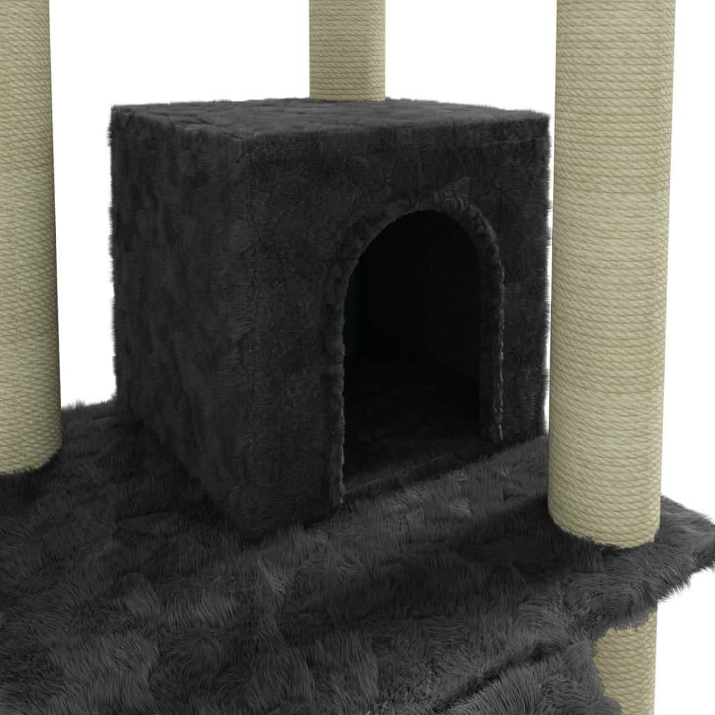 Glamorous Pups : vidaXL Cat Tree Dark grey Engineered wood, plush, sisal 61.0 in tall