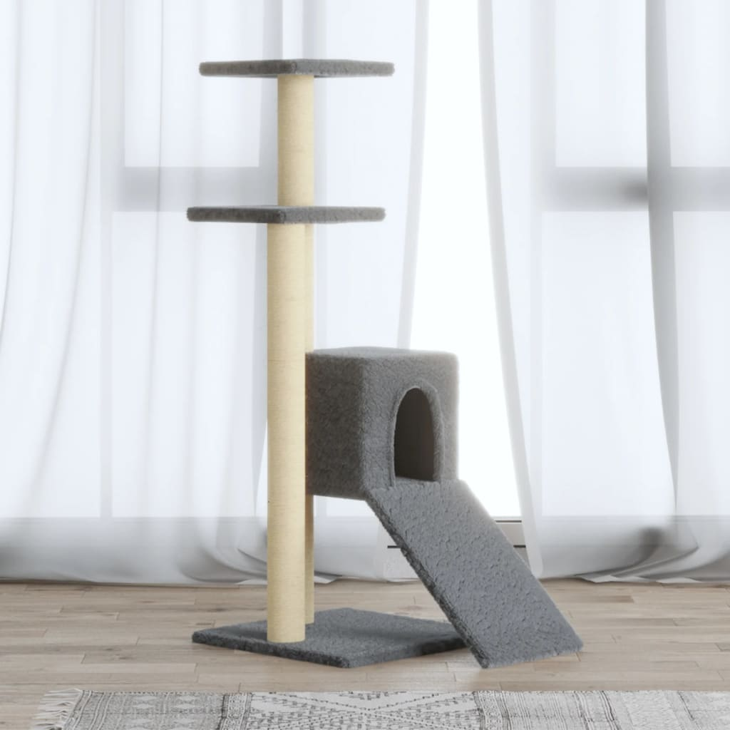 Glamorous Pups : vidaXL Cat Tree Light grey Engineered wood, plush, sisal Medium Cat Tree
