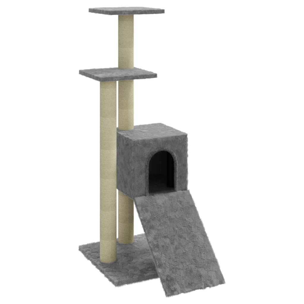 Glamorous Pups : vidaXL Cat Tree Light grey Engineered wood, plush, sisal Medium Cat Tree