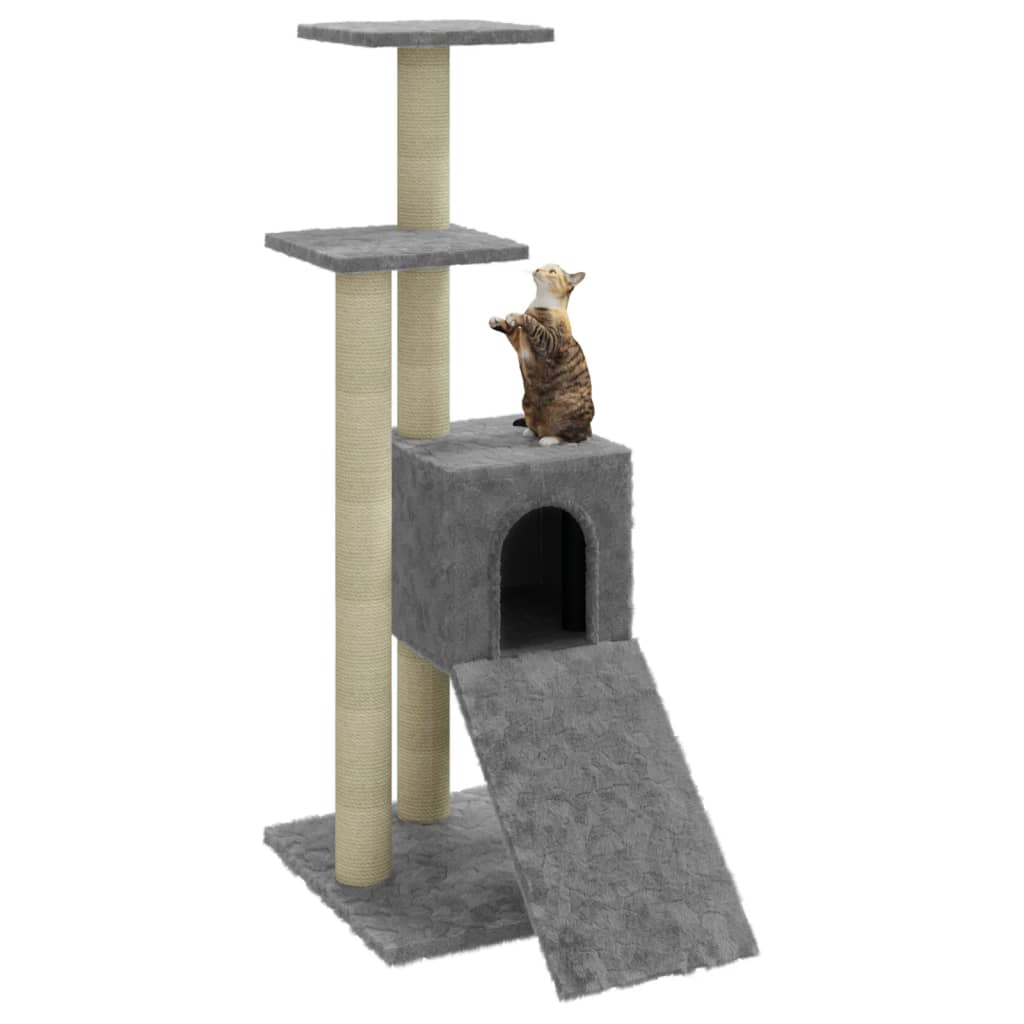 Glamorous Pups : vidaXL Cat Tree Light grey Engineered wood, plush, sisal Medium Cat Tree