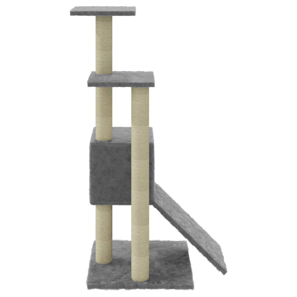 Glamorous Pups : vidaXL Cat Tree Light grey Engineered wood, plush, sisal Medium Cat Tree