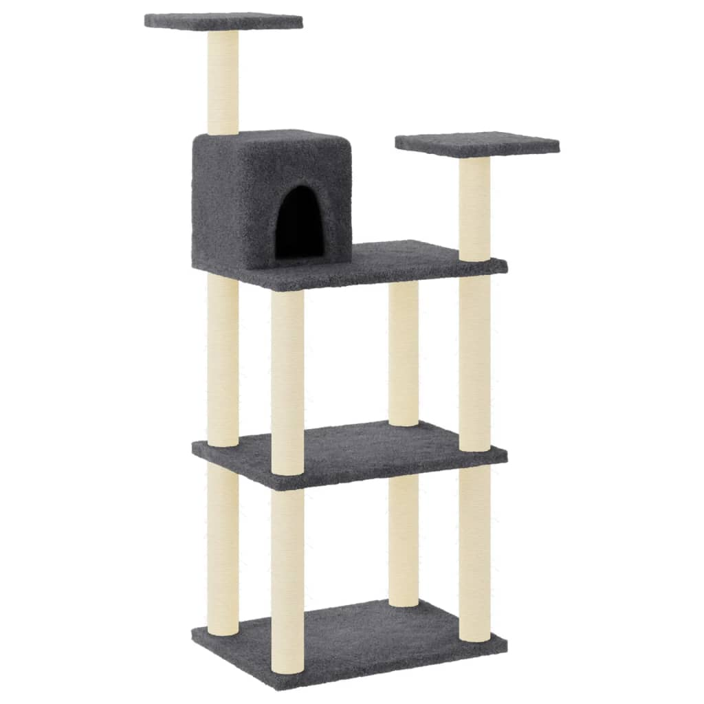 Glamorous Pups : vidaXL Cat Tree Dark Grey Engineered Wood, Plush, Sisal 46.7 in