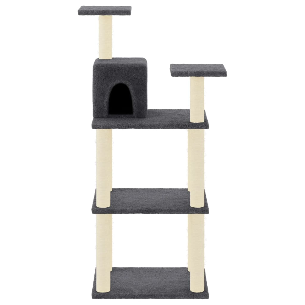 Glamorous Pups : vidaXL Cat Tree Dark Grey Engineered Wood, Plush, Sisal 46.7 in