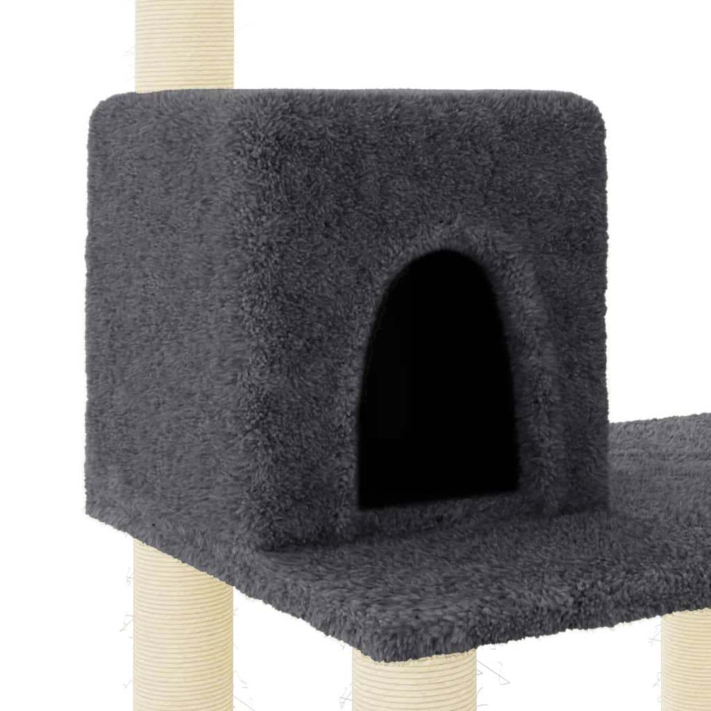 Glamorous Pups : vidaXL Cat Tree Dark Grey Engineered Wood, Plush, Sisal 46.7 in