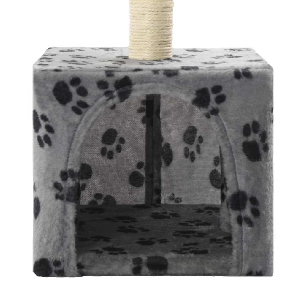 Glamorous Pups : vidaXL Cat Tree Grey with black paw prints