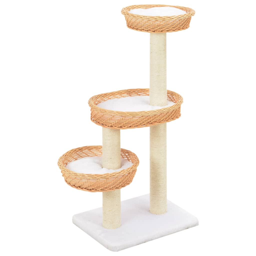 Glamorous Pups : vidaXL Cat Tree Natural Willow, Sisal, Plush Medium Nice Look Cat Tree