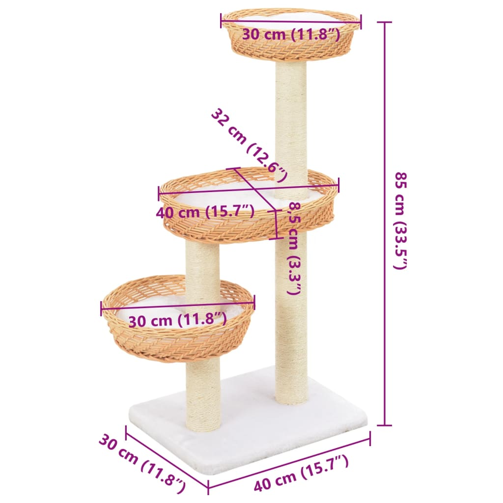 Glamorous Pups : vidaXL Cat Tree Natural Willow, Sisal, Plush Medium Nice Look Cat Tree