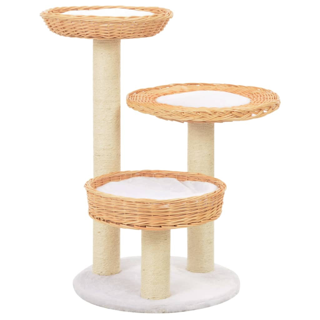 Glamorous Pups : vidaXL Cat Tree Natural Willow, Soft Plush, Sisal Rope Medium