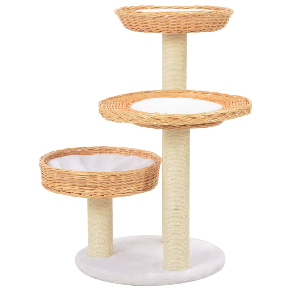 Glamorous Pups : vidaXL Cat Tree Natural Willow, Soft Plush, Sisal Rope Medium