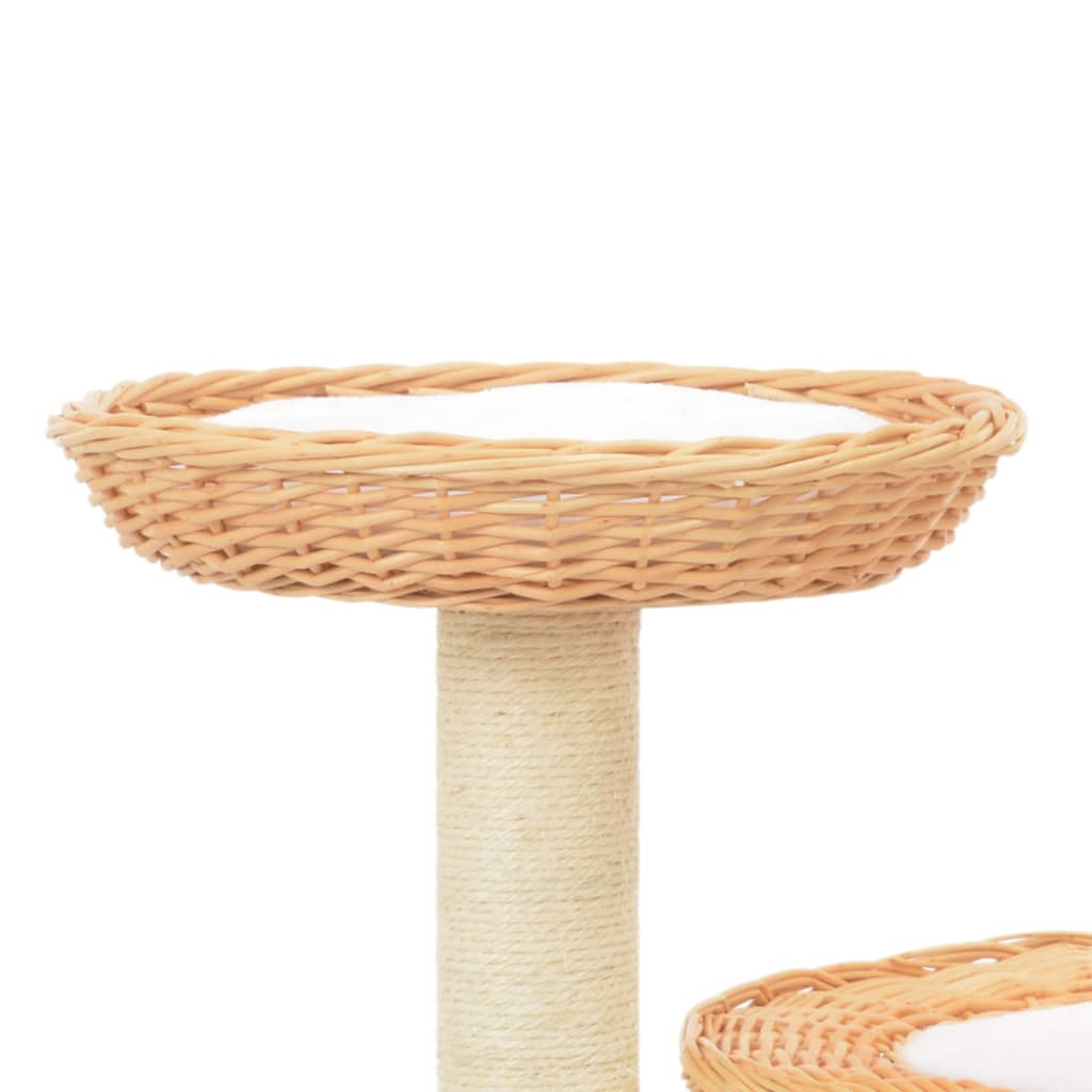 Glamorous Pups : vidaXL Cat Tree Natural Willow, Soft Plush, Sisal Rope Medium